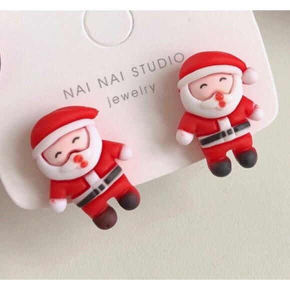 Christmas Santa Claus Earrings 14K Posts - Picture 3 of 3